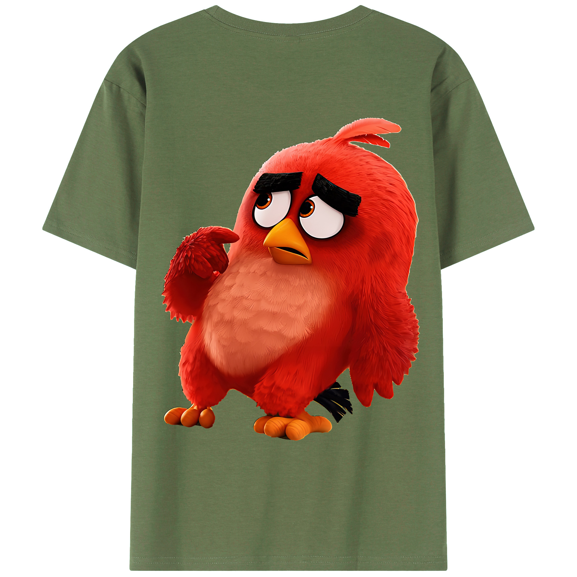 （画像用） Angry Birds アングリーバード 綿100％ メンズ半袖Tシャツ（バックプリント） 通気性